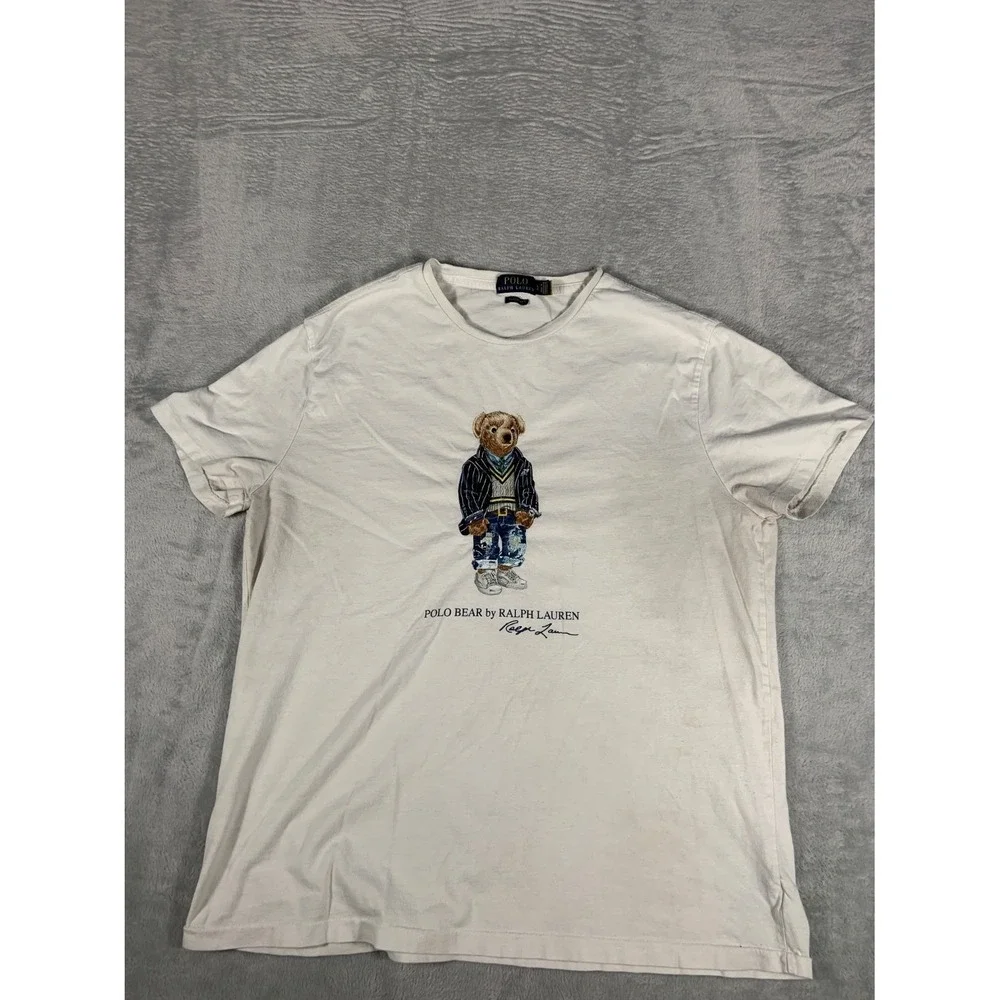 Polo Ralph Lauren Bear Men's T-Shirt L White Classic Fit Cotton